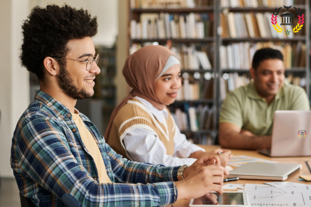 Students helping each other